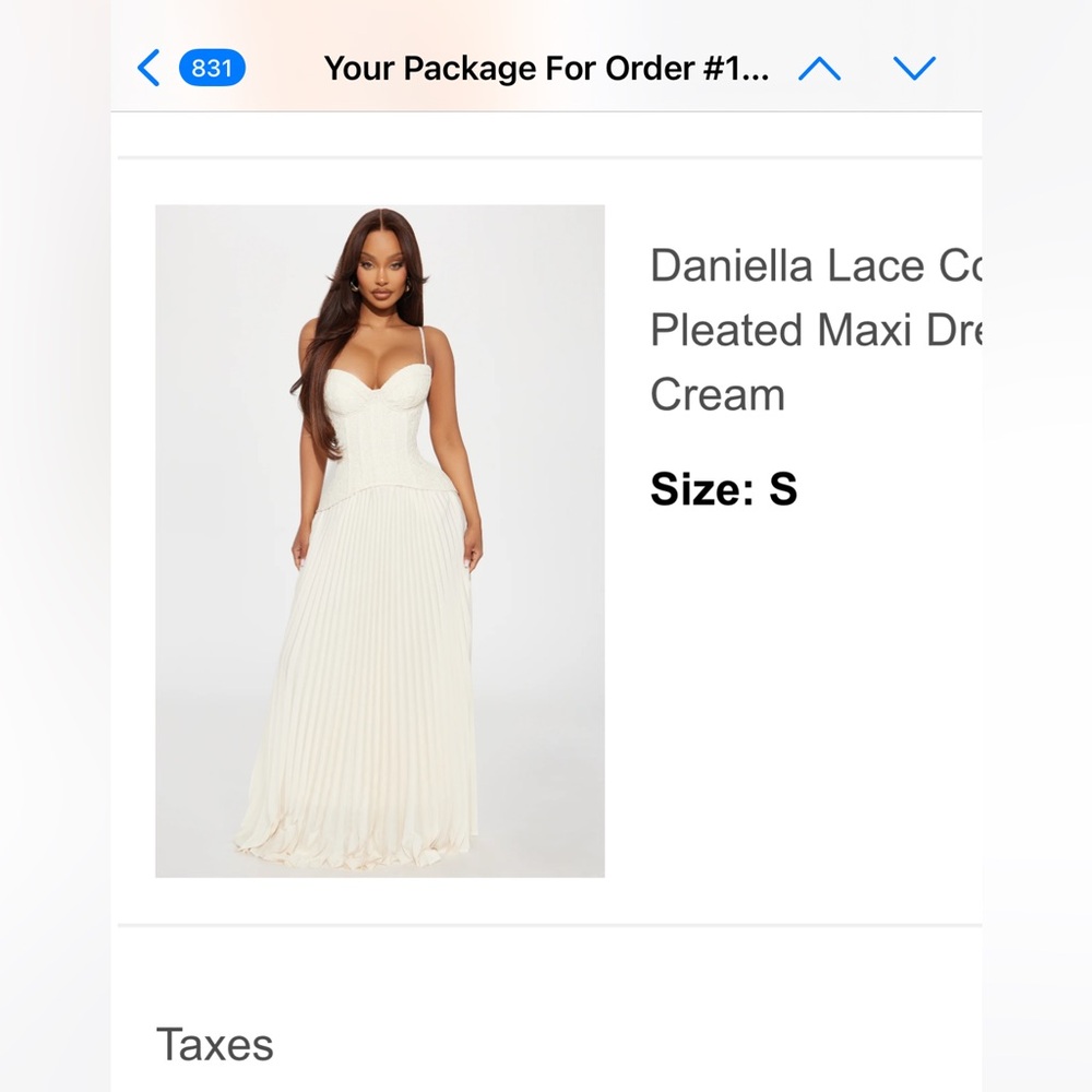 Daniella lace corset Elegant Cream Pleated Maxi Dress